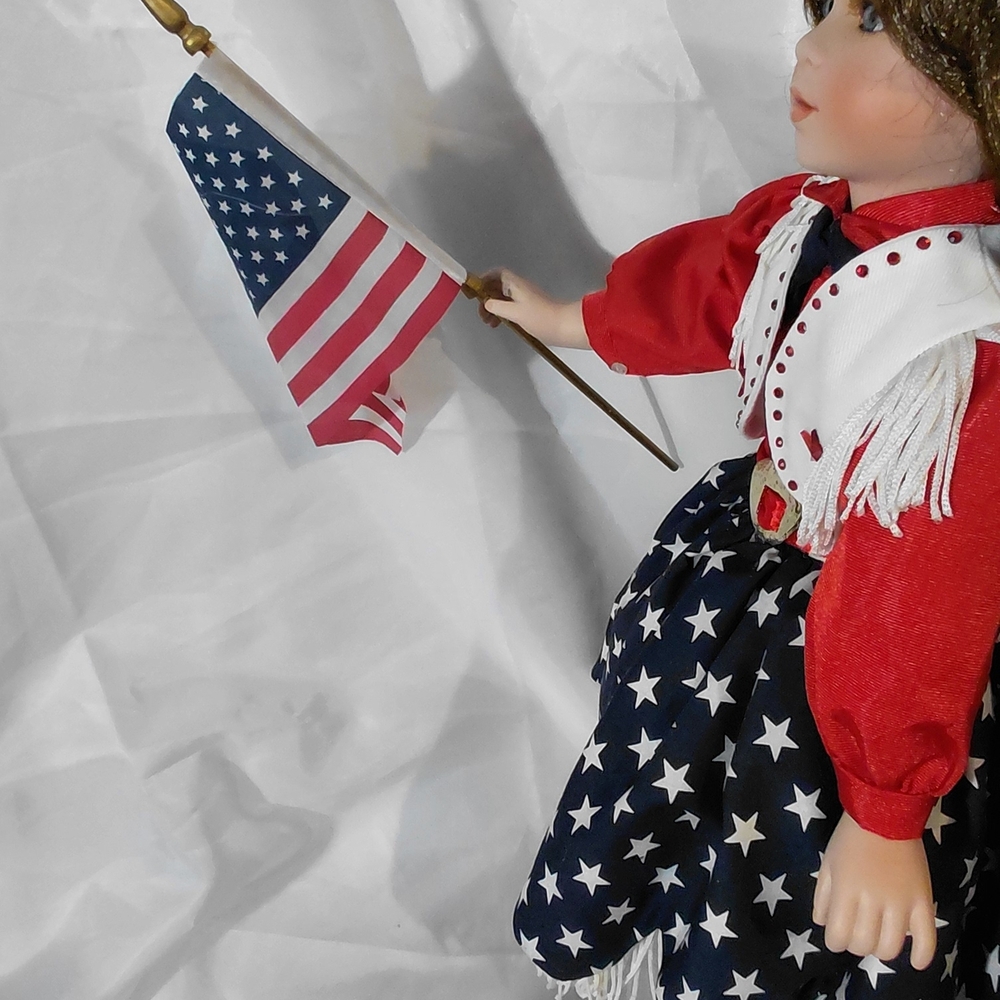 Patriotic Doll with Red and Blue Outfit - Picture 7 of 10